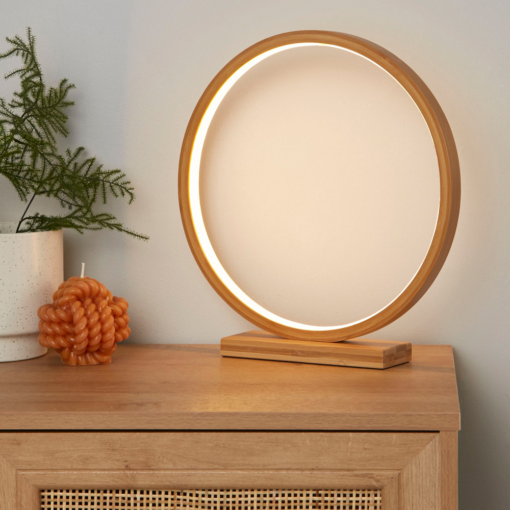 Lighting Collection Bamboo Ring LED Table Lamp Image 2