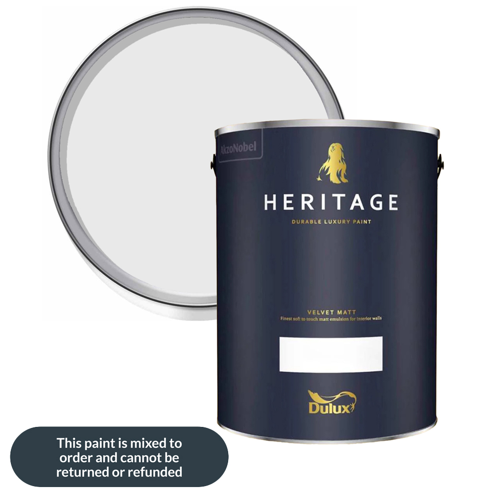 Dulux Heritage Walls and Ceilings Marble White Velvet Matt Emulsion Paint 5L Image 1