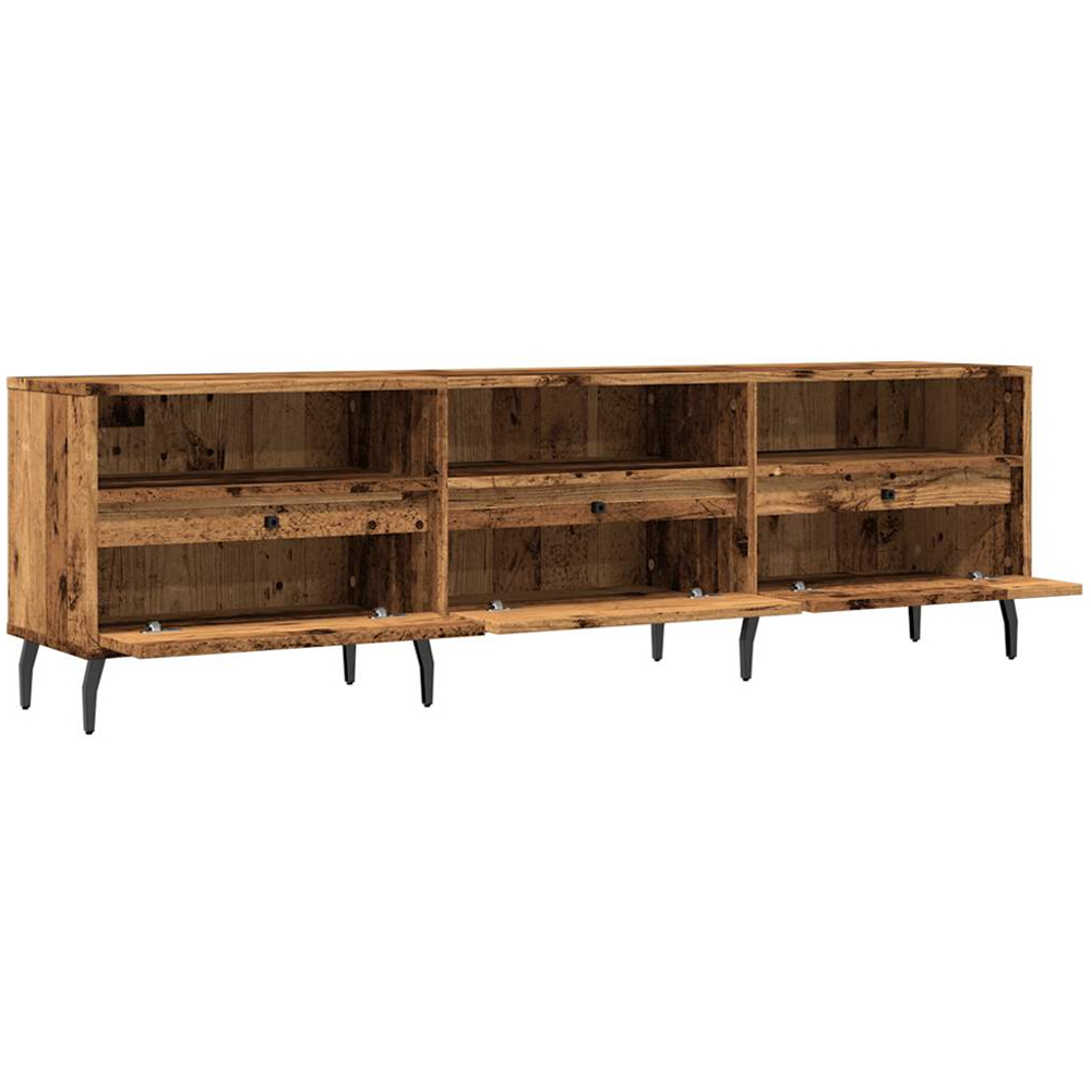 vidaXL 3 Drawer 3 Shelf Old Wood TV Cabinet Image 5
