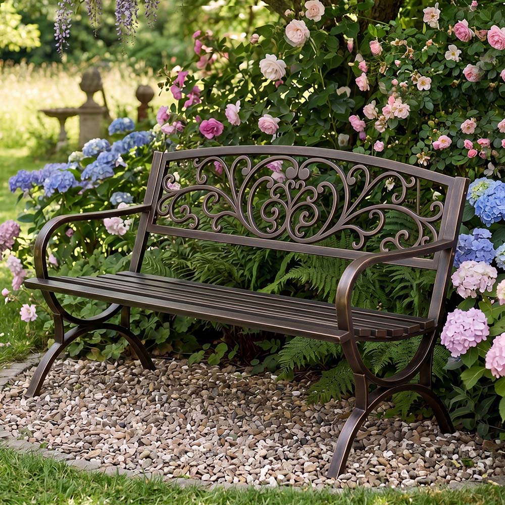 Levede 2-3 Seater Bronze Butterfly Metal Garden Bench Image 4