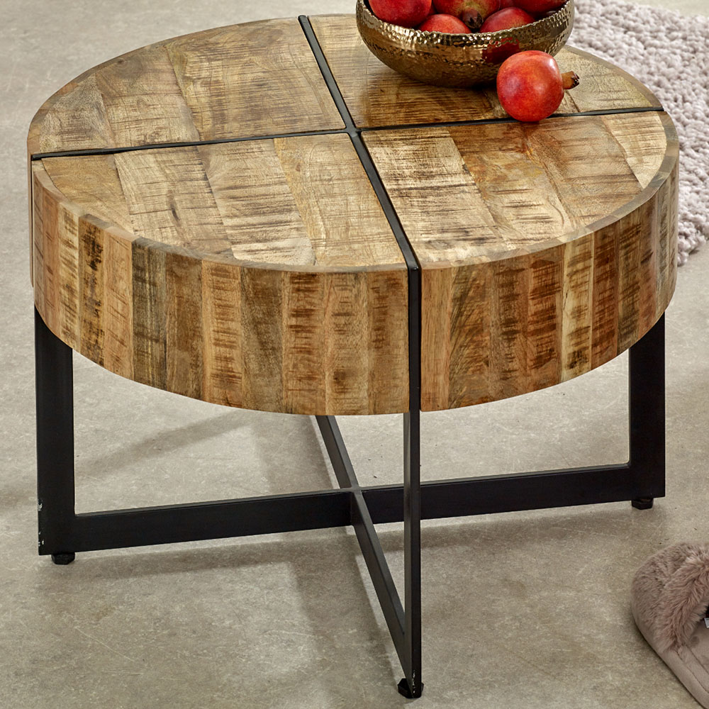 Brooklyn Surrey Metal Legs Solid Wood Coffee Table Image 1