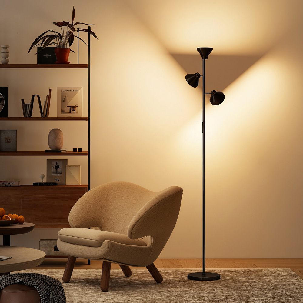 Portland 3 Rotatable Head RGB LED Black Floor Lamp Image 3
