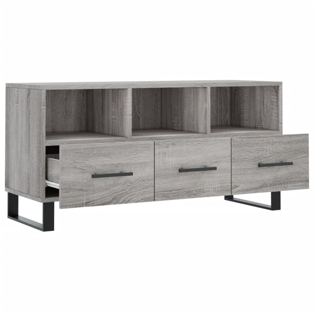 vidaXL 3 Drawer 3 Shelf Grey Sonoma TV Cabinet Image 4
