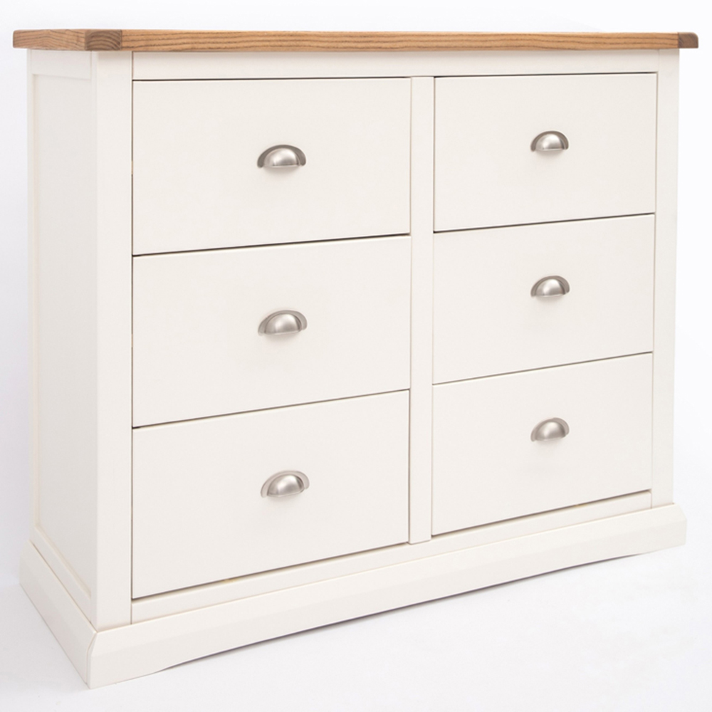 Cabinet Bits Cosenza 6 Drawer White Chrome Cup Handle Chest of Drawers Image 3