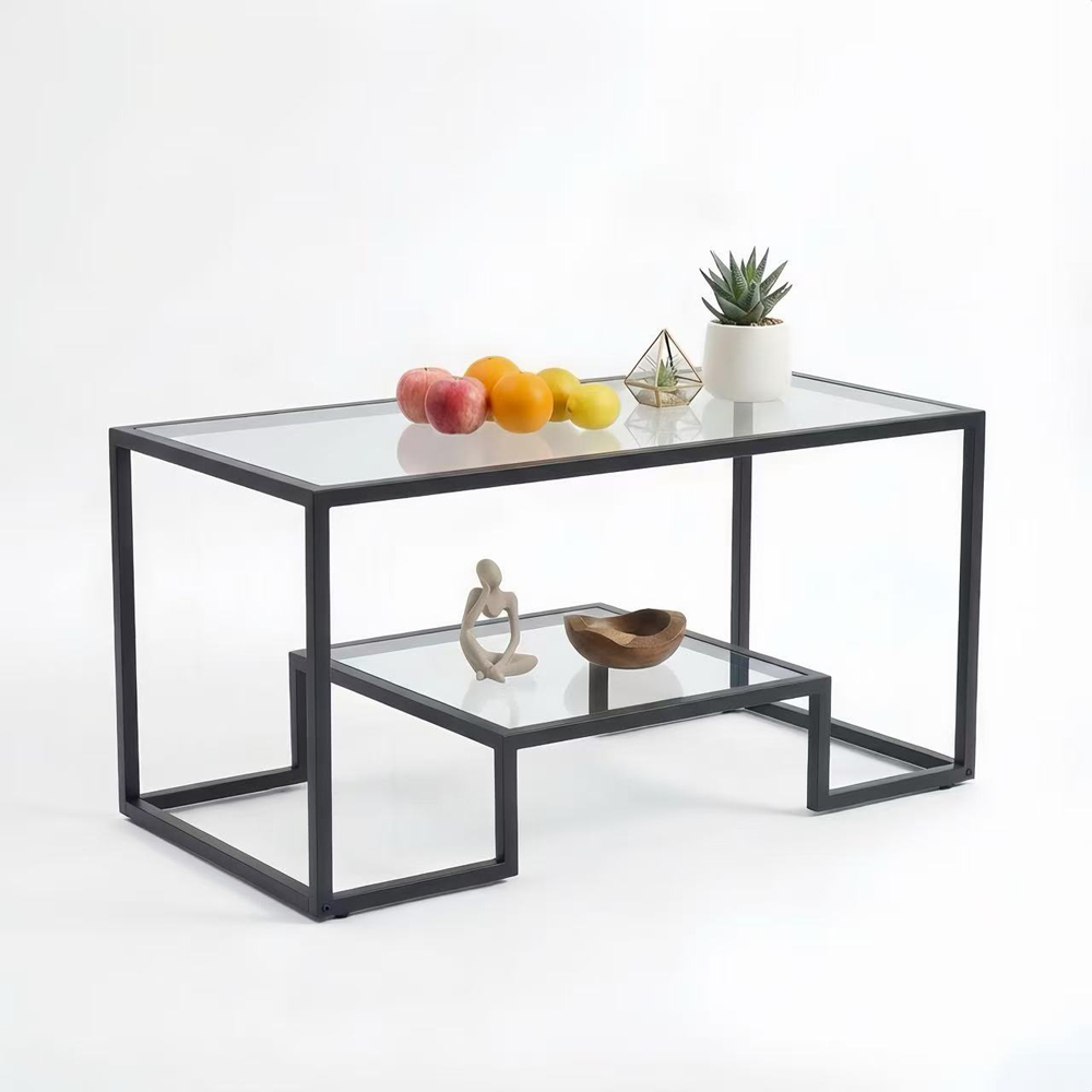 Alivio Single Shelf Transparent Modern Industrial Coffee Table Image 2