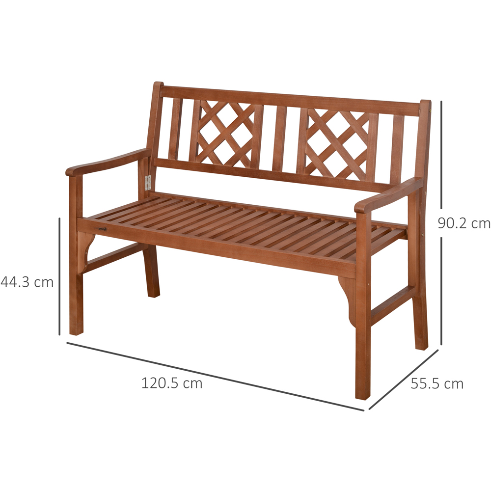 Outsunny 2 Seater Brown Wooden Foldable Garden Bench Image 7