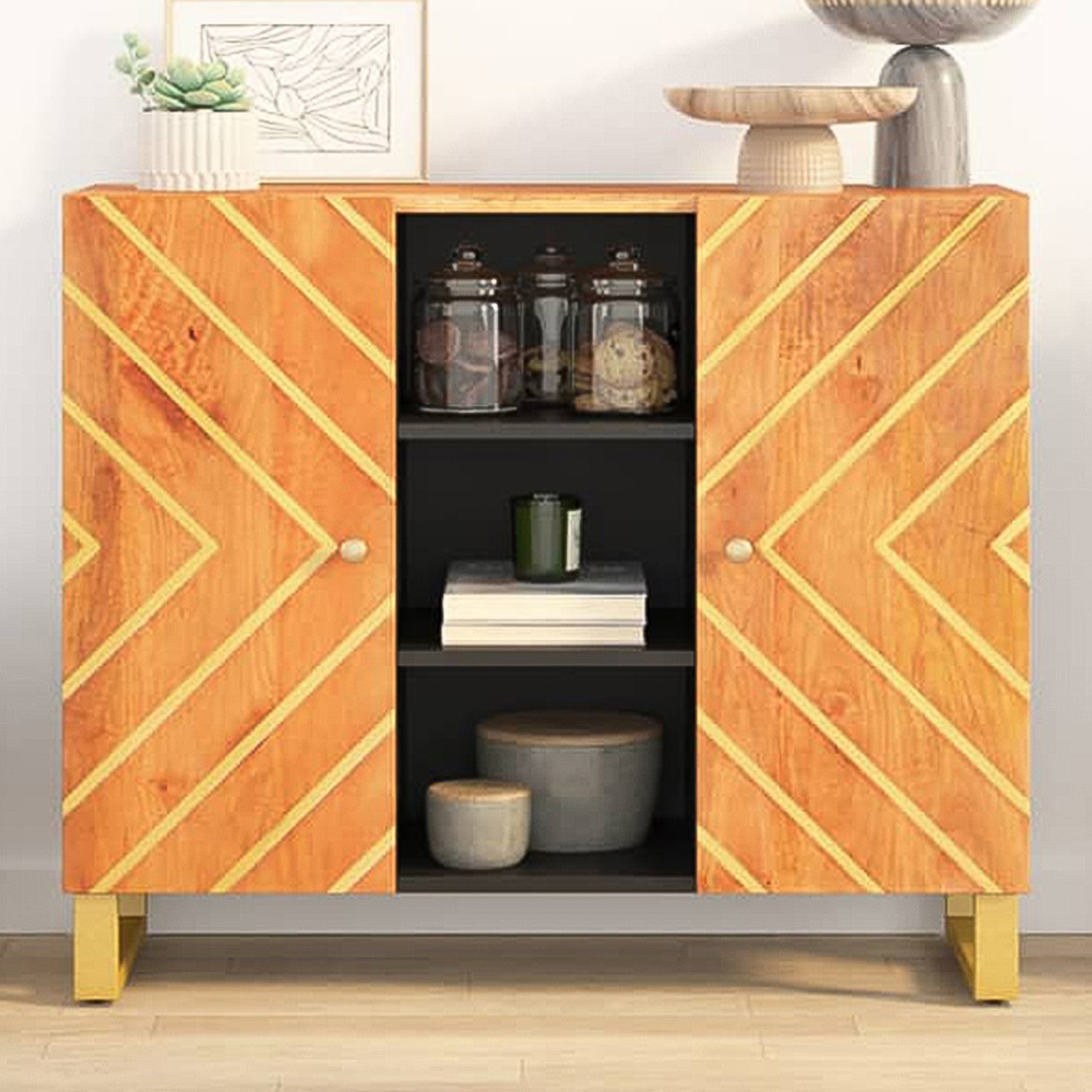 vidaXL Brown Mango Wood Side Cabinet Image