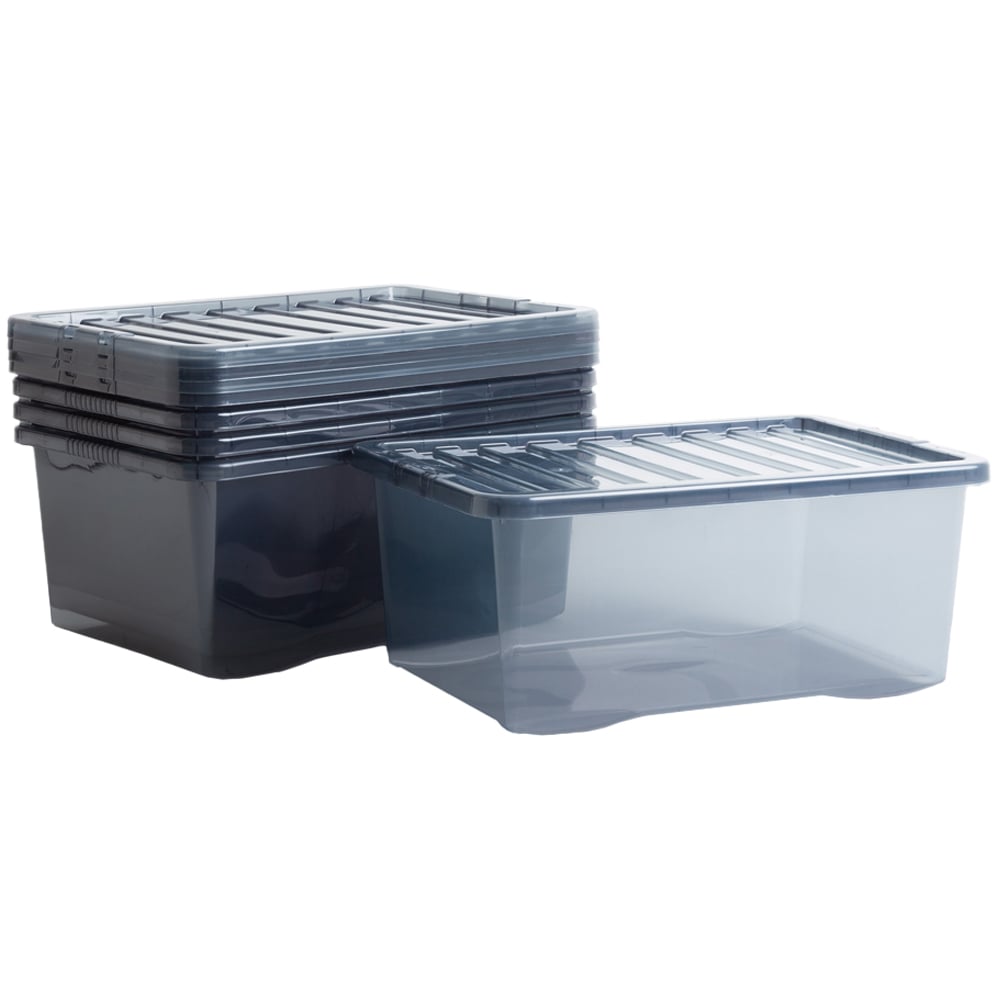 Wham 45L Smoke Crystal Storage Box with Lid 5 Pack Image 1