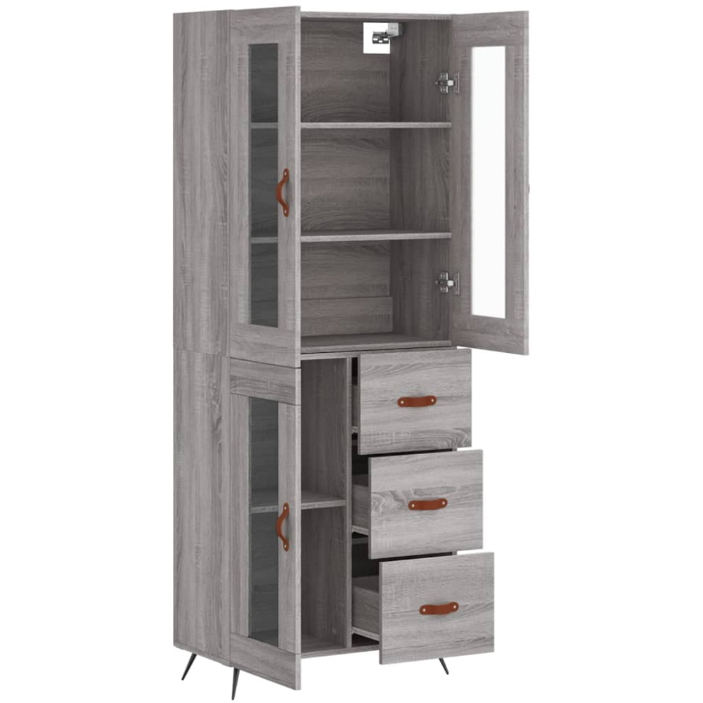 vidaXL 4 Door Grey Highboard Image 4