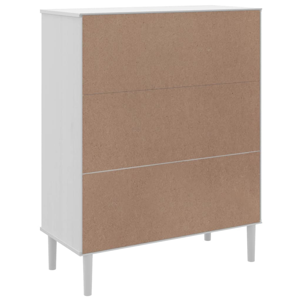 vidaXL Senja Single Door 2 Drawer 2 Shelf White Solid Pine Wood Rattan Look Highboard Image 8