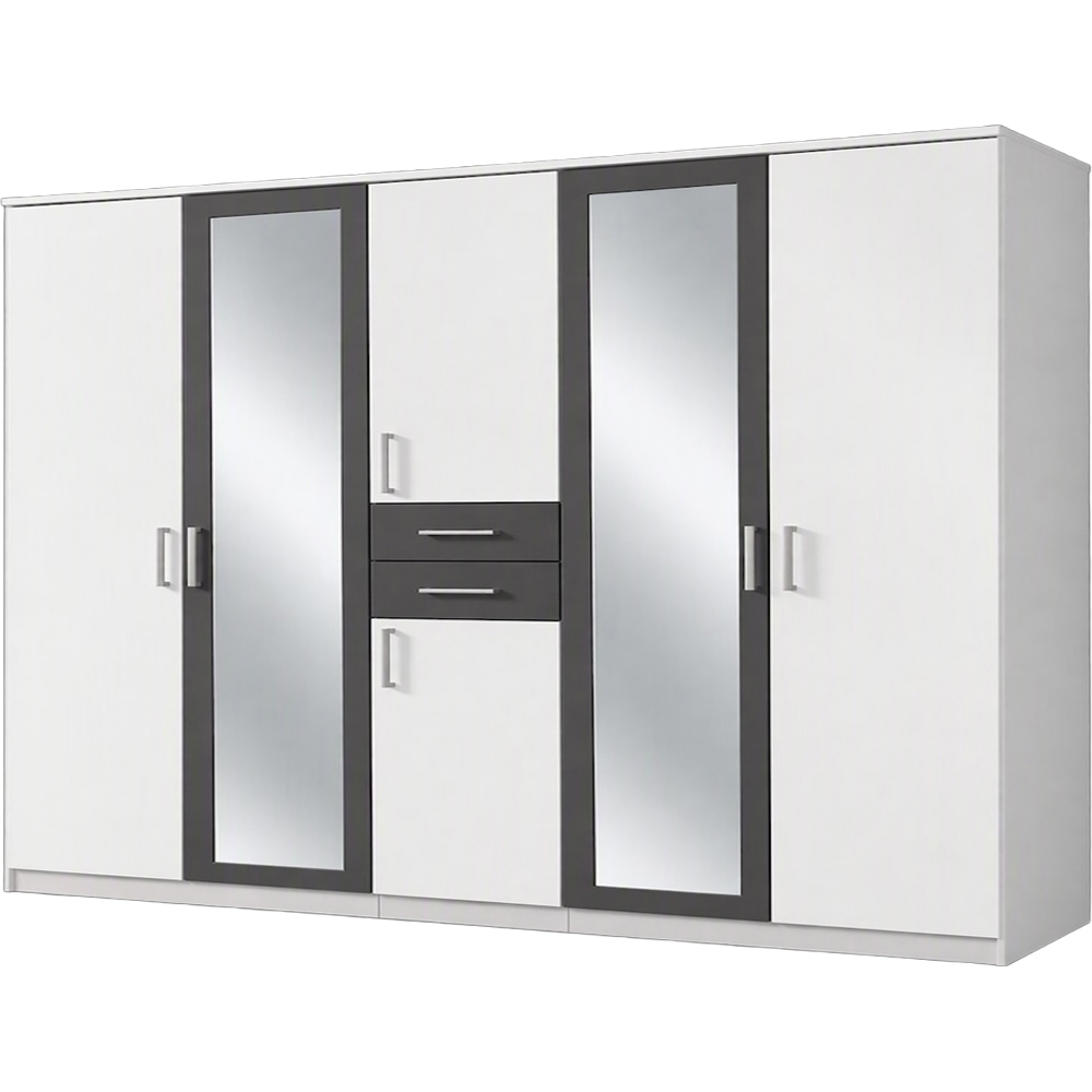 TJ'S Bristol 6 Door 2 Drawer White and Graphite Wardrobe Image 2