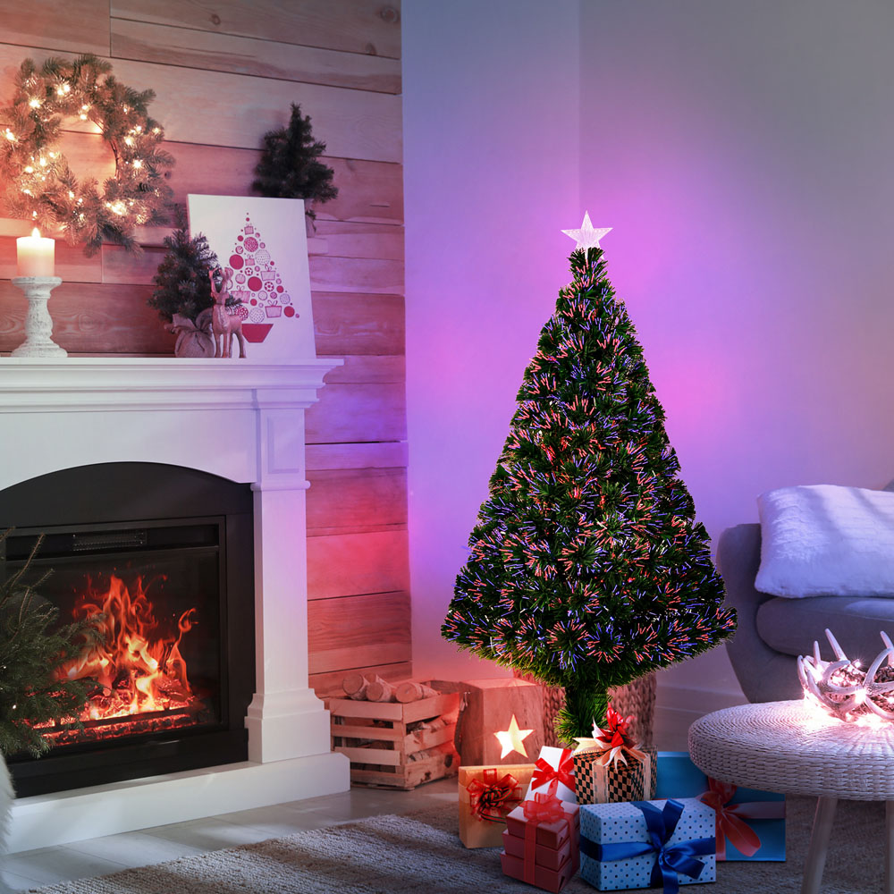 Everglow Fibre Optic LED Green Artificial Christmas Tree 3.9ft Image 2