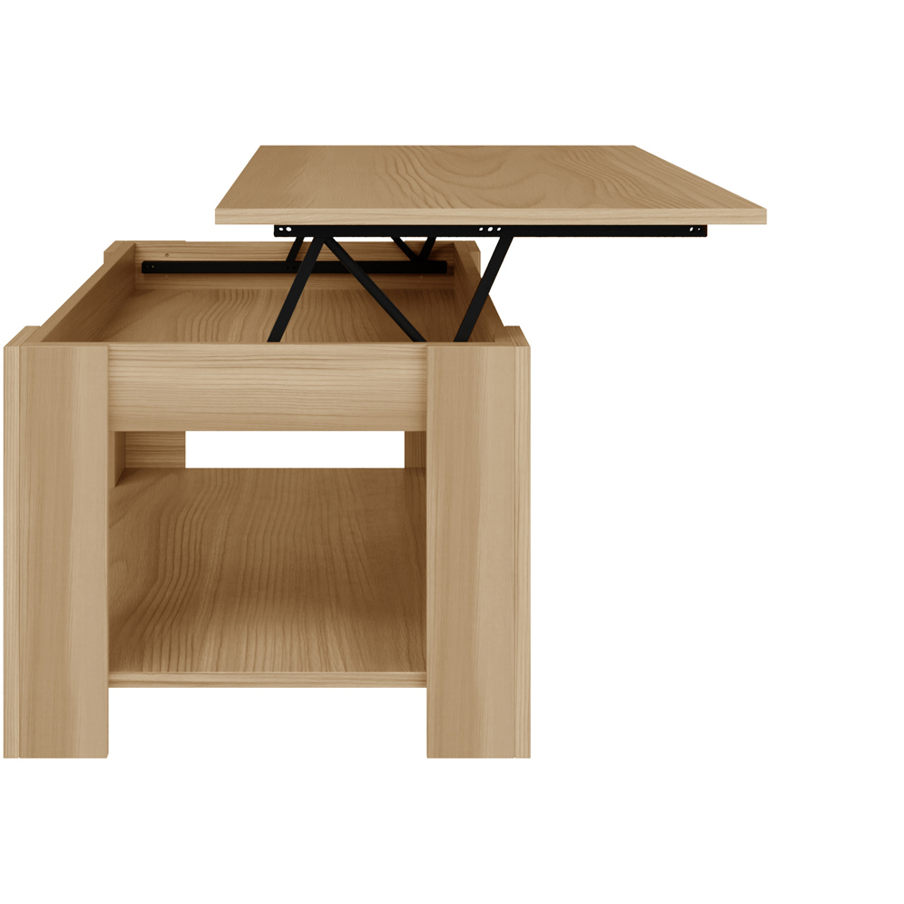 GFW Oak Wood Lift Up Coffee Table Image 5