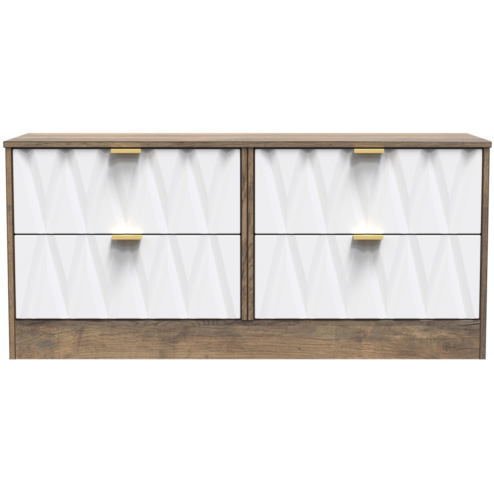 Crowndale Las Vegas 4 Drawer Matt White and Vintage Oak Chest of Drawers Ready Assembled Image 3