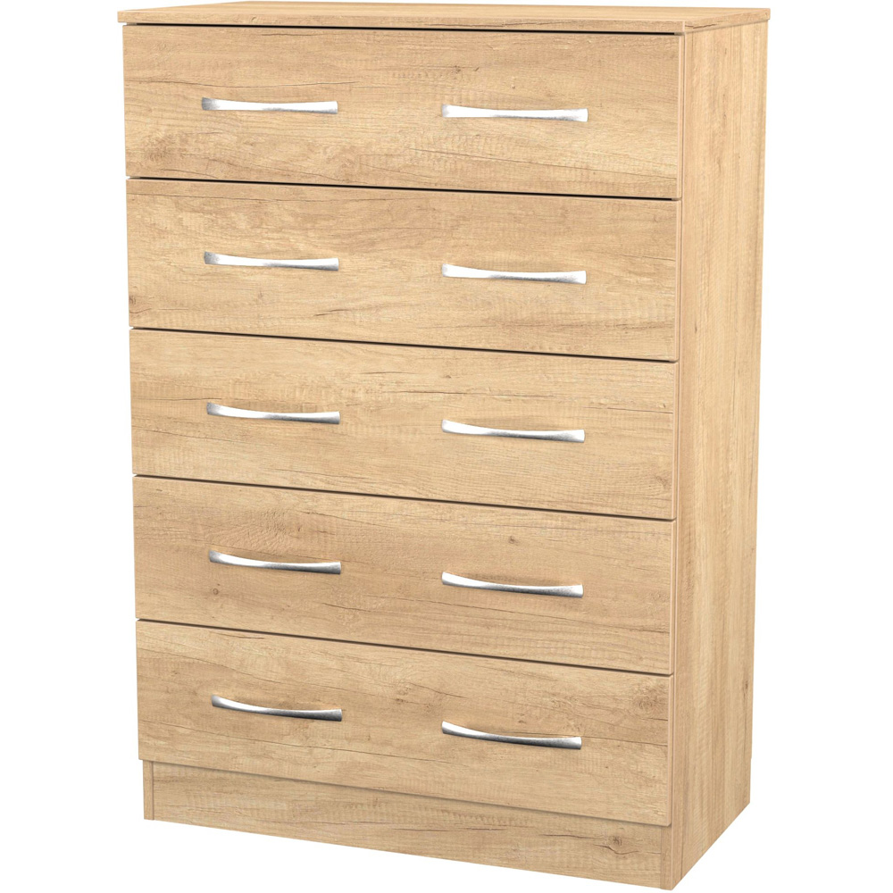 Crowndale Avon 5 Drawer Nebraska Oak Chest of Drawers Ready Assembled Image 4