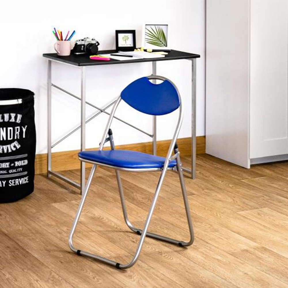 Harbour Housewares Set of 6 Blue and Silver Foldable Padded Chair Image 4
