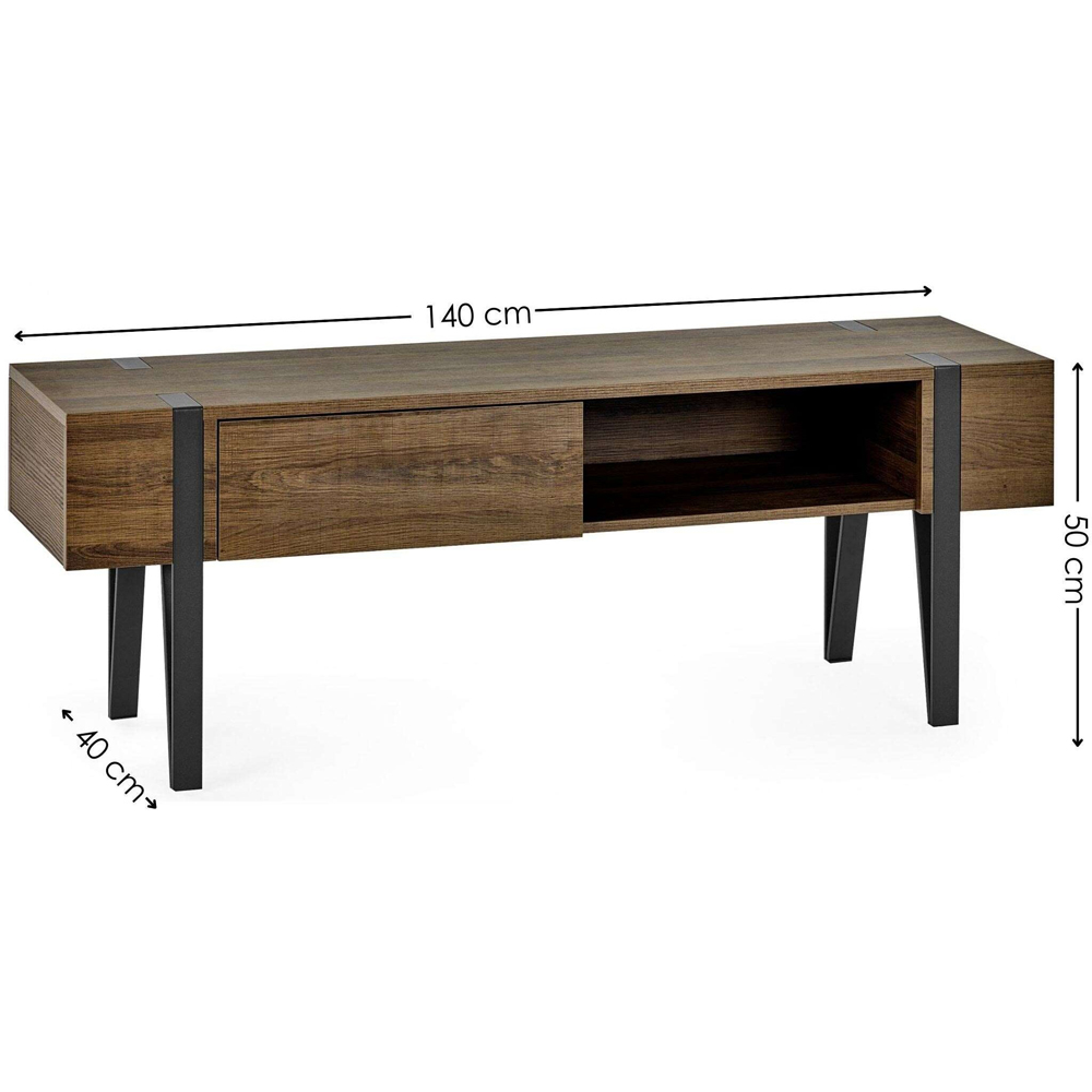 Julian Bowen Troy Single Drawer Rustic Wood Effect TV Stand for 65 inch Image 9