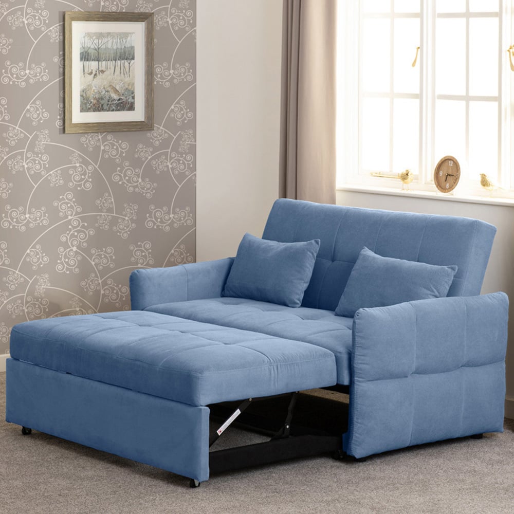 Seconique Chelsea Double Sleeper Blue Fabric Sofa Bed Image 1