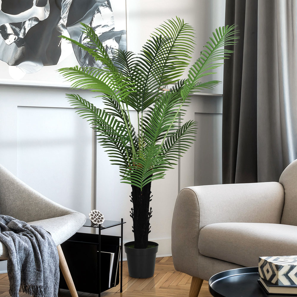 HOMCOM Areca Palm Tree Artificial Plant Pot with Flocked Soil 175cm Image 4
