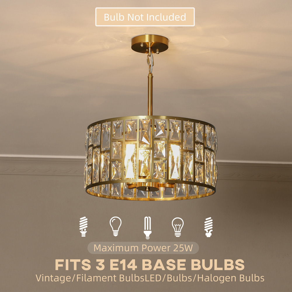 HOMCOM Modern Crystal Chandelier Mount Ceiling Light Image 7