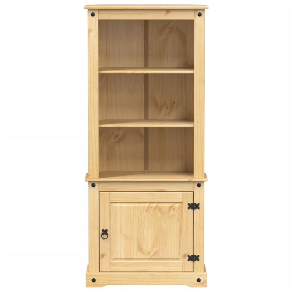 vidaXL Single Door 3 Shelf Honey Wax Solid Pine Wood Highboard Image 3