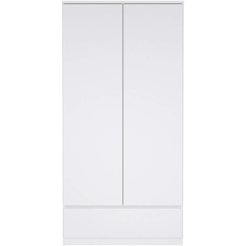 Florence 2 Door Single Drawer White High Gloss Wardrobe Image 3