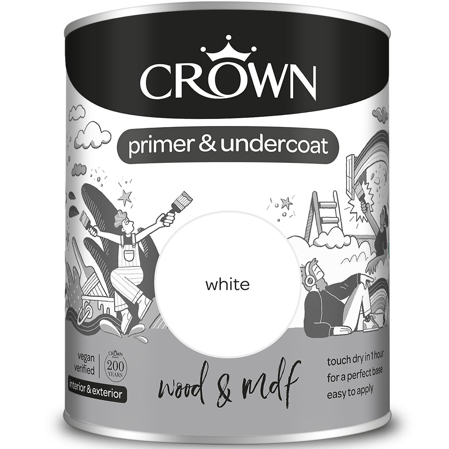 Crown Wood and MDF White Primer and Undercoat 750ml Image 2