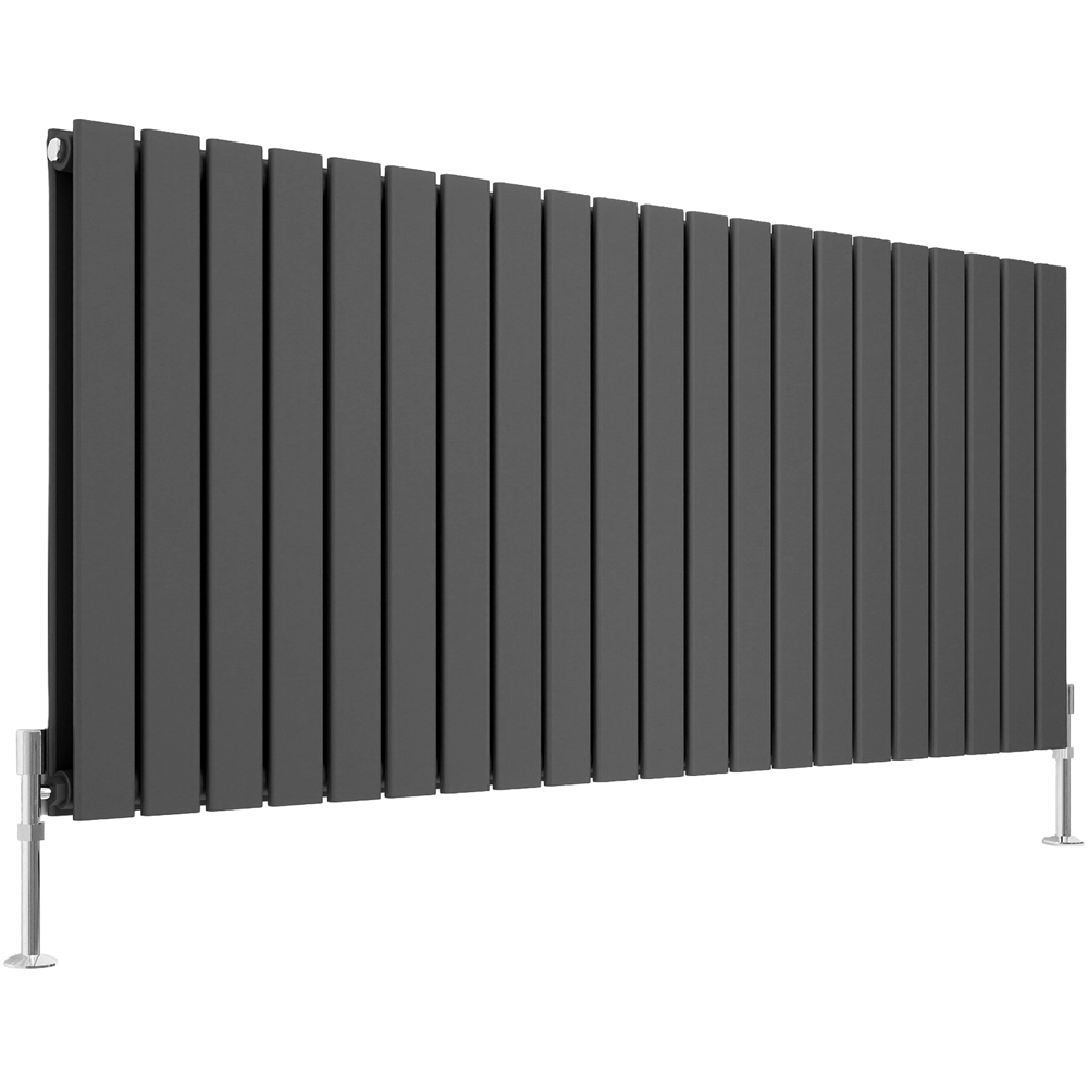 Stech Homes 6522 BTU Anthracite Double Panel Horizontal Flat Radiator 600 x 1428mm Image 1