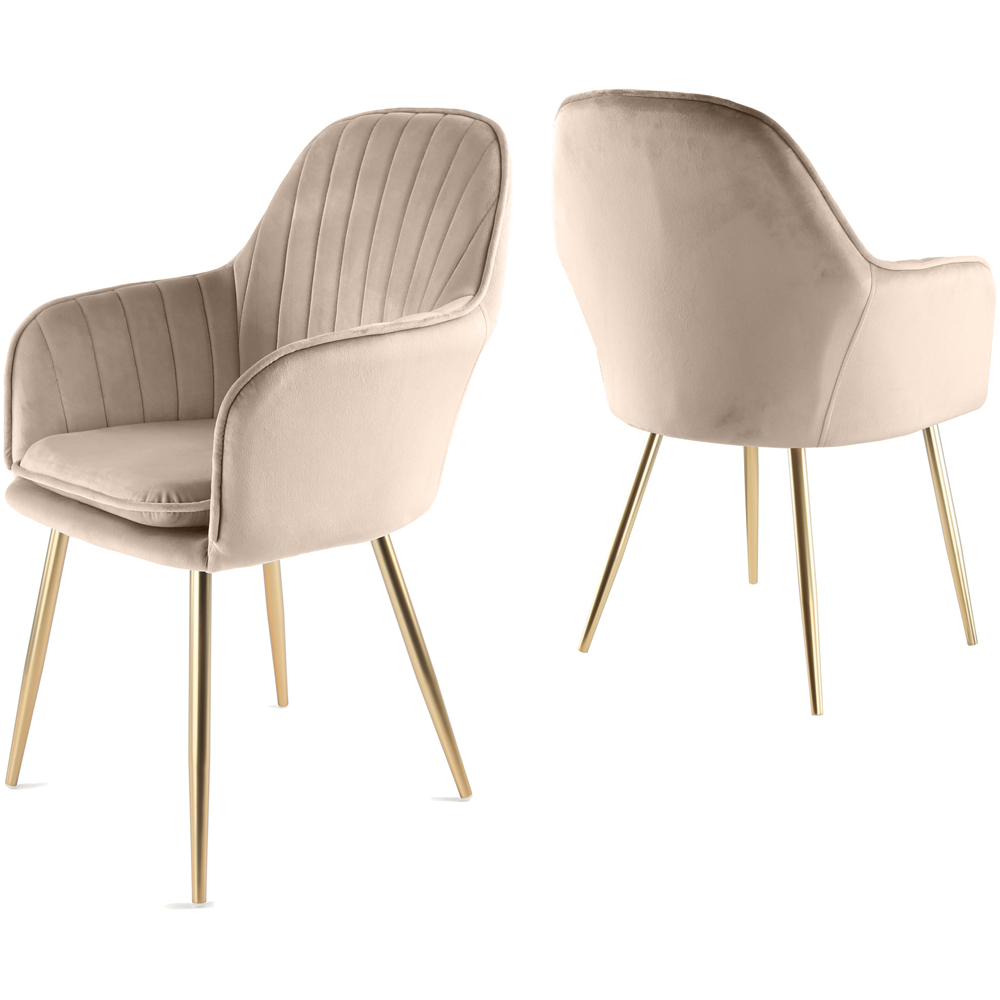 Pair of Muse Accent Chairs in Velvet Upholstery - Taupe Image 2