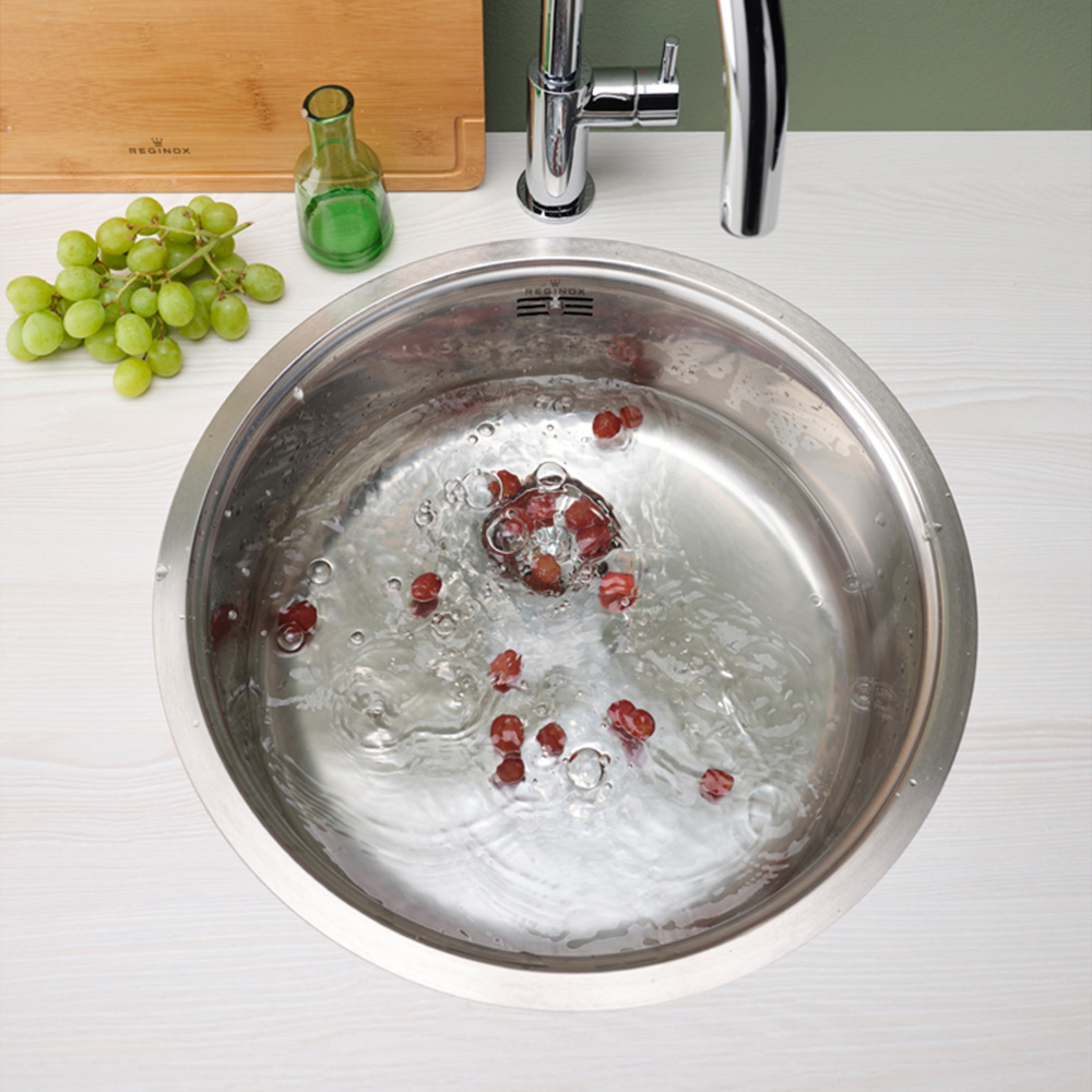 Reginox L18 390 OKG Silver Single Round Bowl Sink 440 x 160mm Image 2