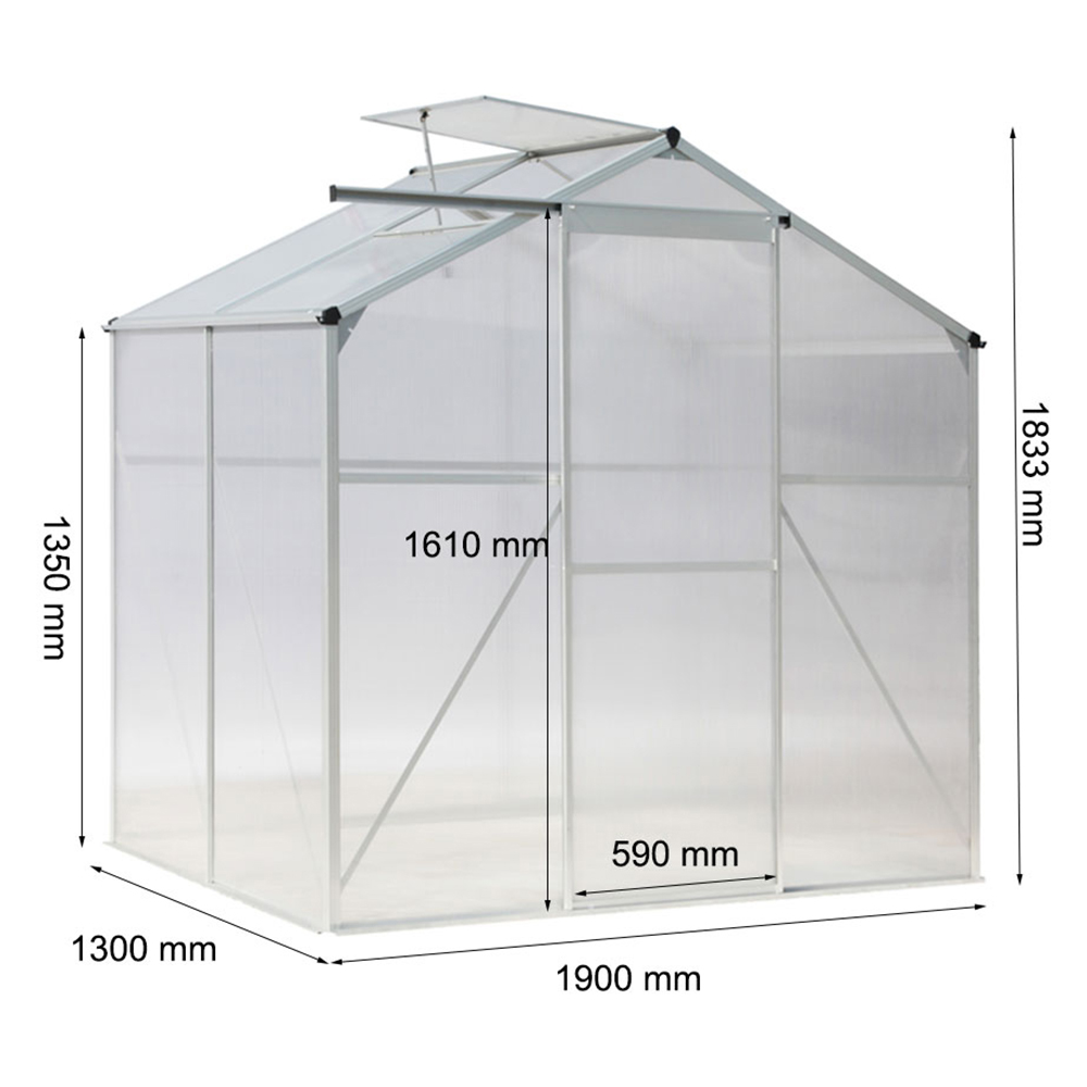 Living and Home Aluminium 4.2 x 6.2ft Hobby Greenhouse with Window Opening Image 5