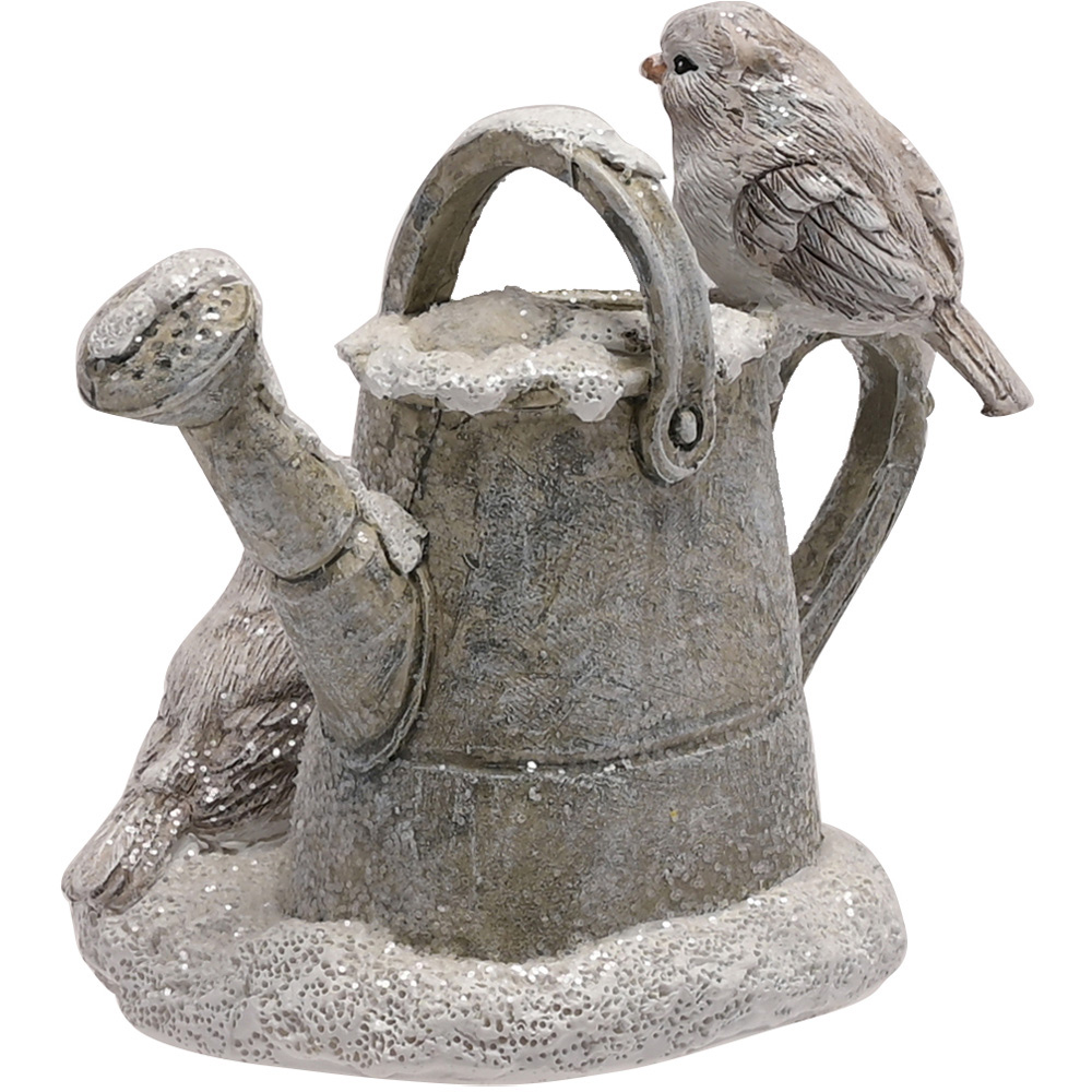 The Christmas Gift Co Silver 2 Robins Figurine on a Watering Can Image 4