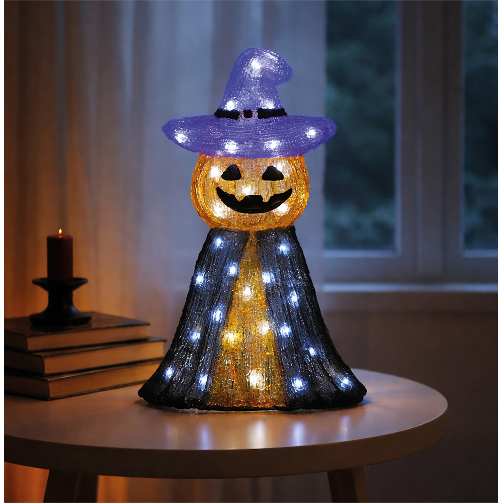FXLab 50 White LED Pumpkin and Ghost Halloween Decoration 24 x 12 x 36cm Image 2