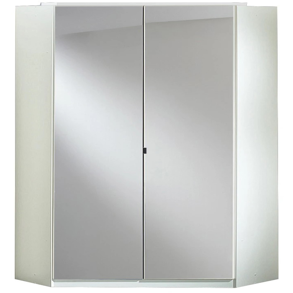 TJ'S Duo 3-Section White Mirrored Corner Wardrobe Image 2