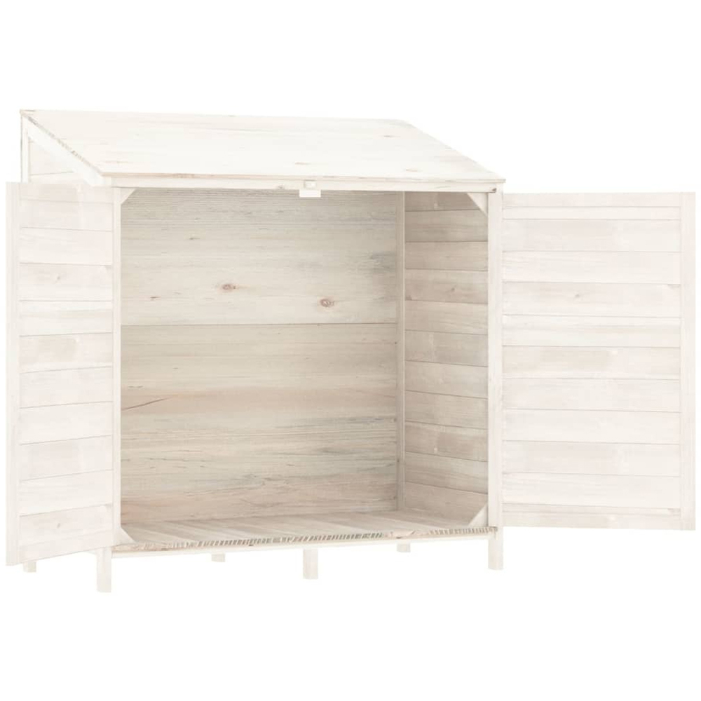 vidaXL 3.4 x 1.7ft White Wooden Pent Garden Shed Image 4
