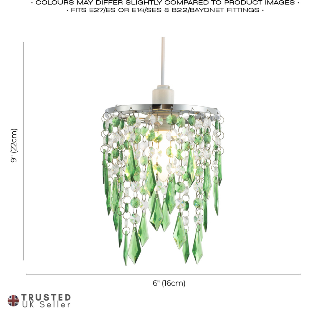 Happy Homewares Waterfall Design Clear and Emerald Acrylic Drops and Beads Pendant Shade Image 7