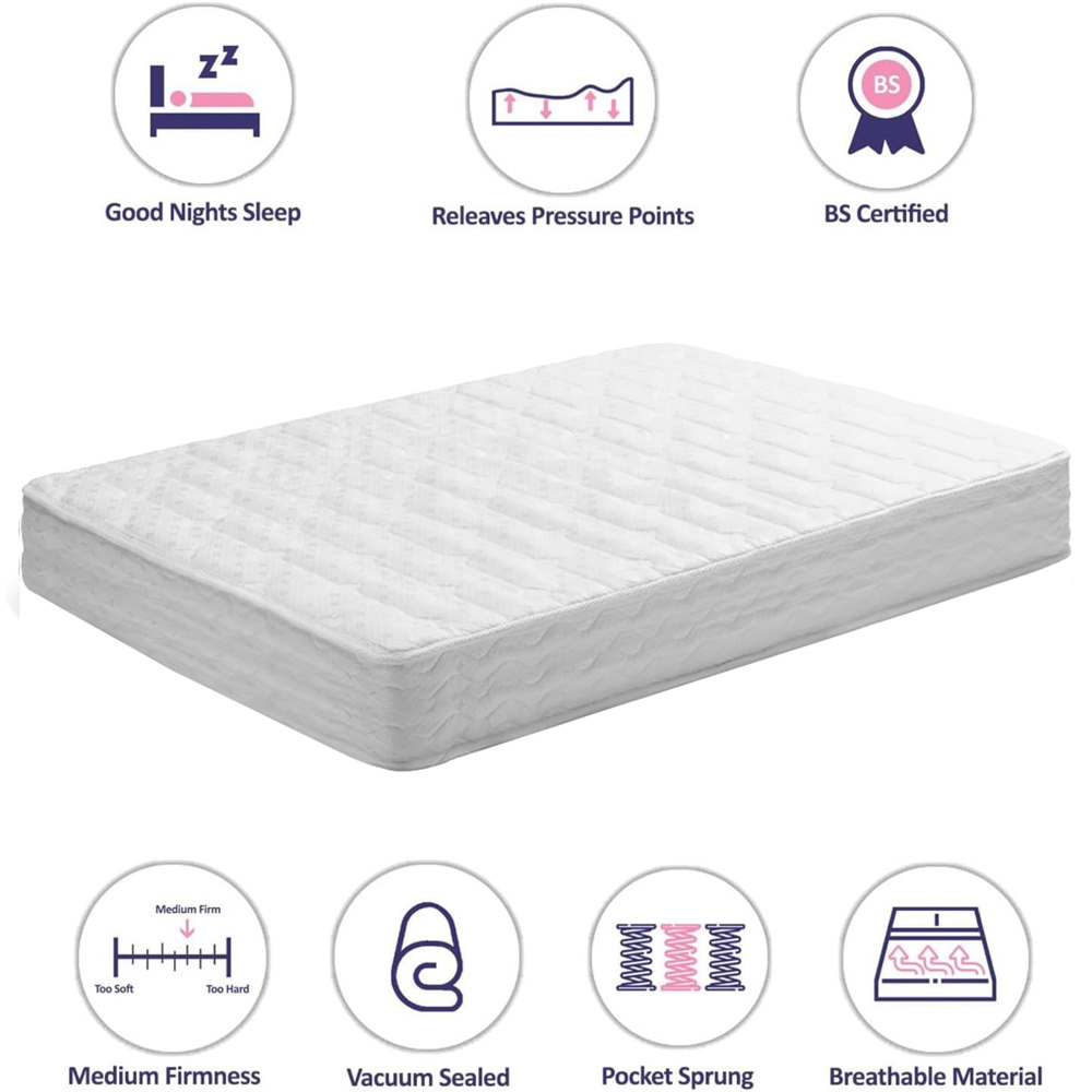 Portland Double Wooden Bed Frame with Mattress Image 8