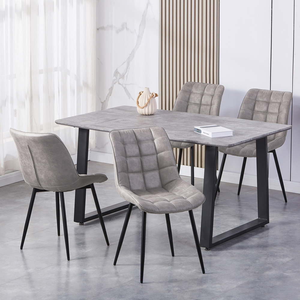 Alba Set of 2 Light Grey Suede Effect Plush Padded Dining Chairs Image 6
