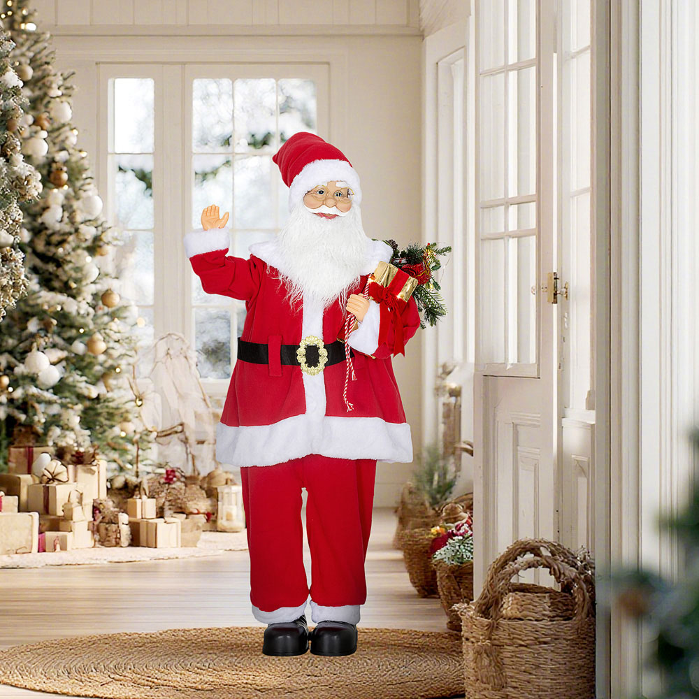 Everglow Life Size Animated Santa Claus with Sound Activated and LEDs 3.9ft Image 2