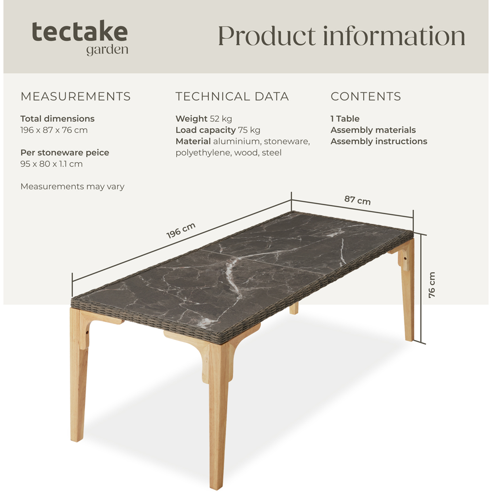 tectake Foggia Nature Outdoor Dining Table Image 8