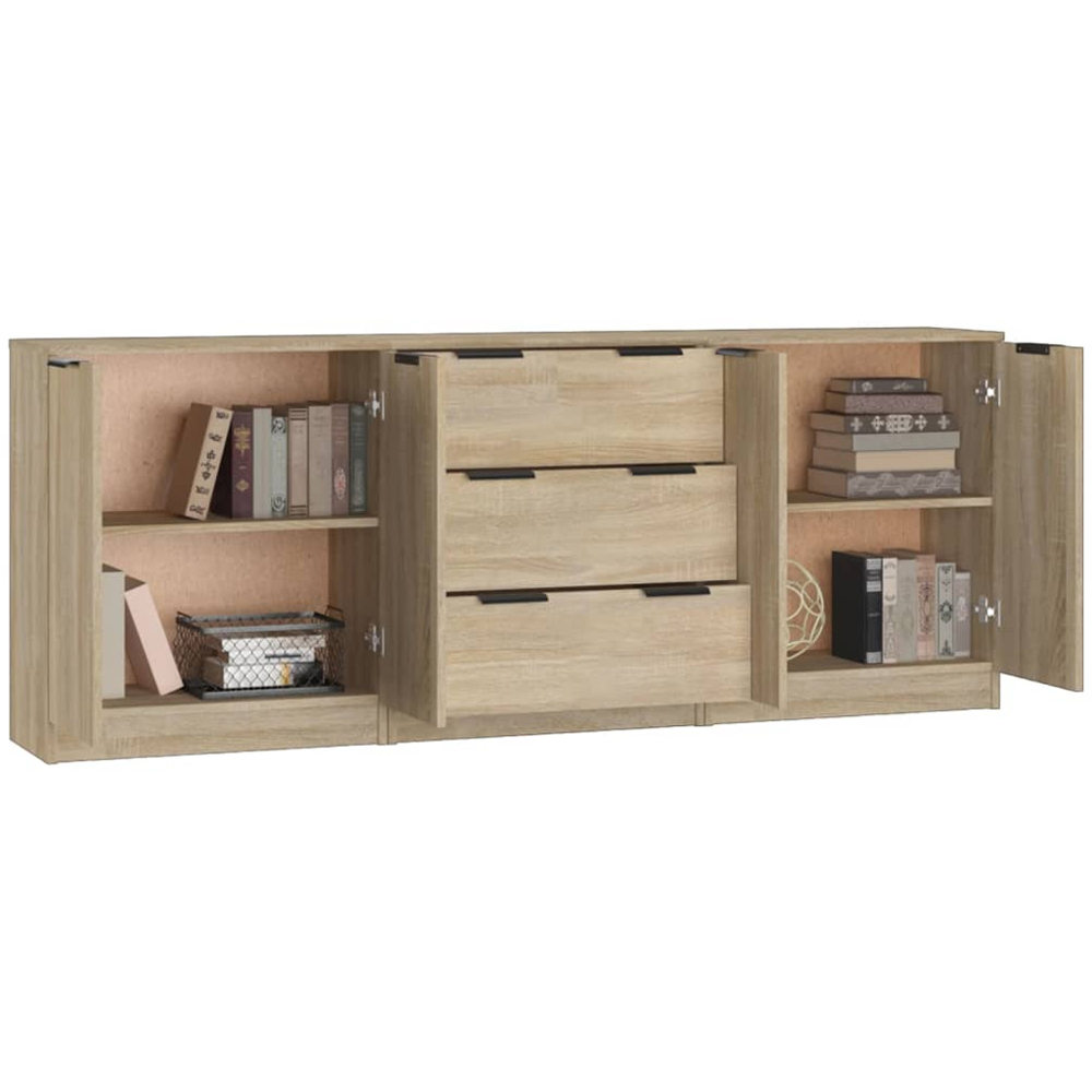 vidaXL 4 Door 3 Drawer Sonoma Oak Sideboard Image 5