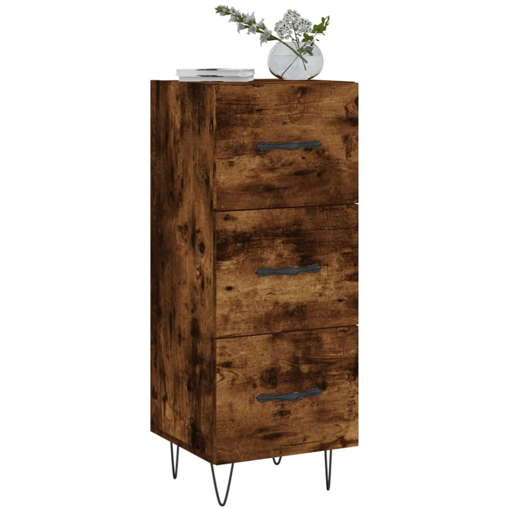 vidaXL 3 Drawer Smoked Oak Sideboard Image 3