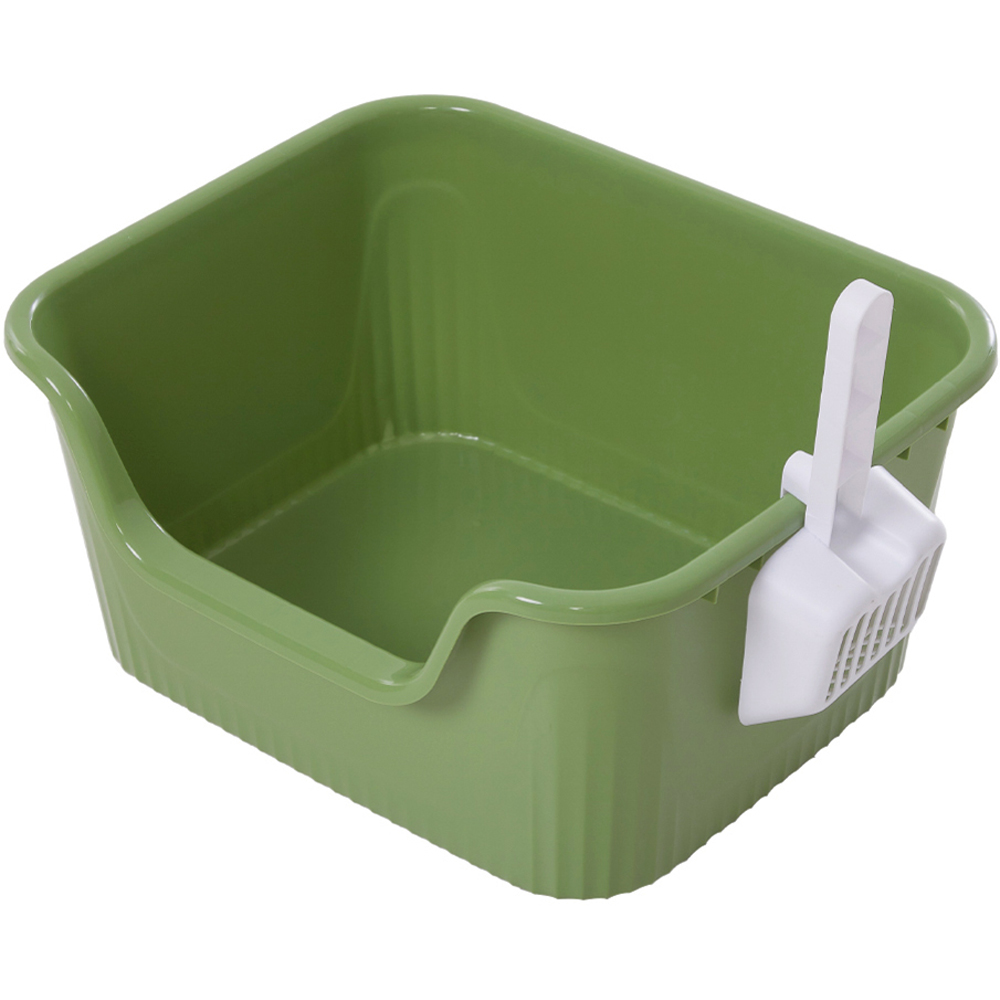 H&O Direct Green Anti Splash Open Top Cat Litter Box with Scoop 22 x 45 x 38cm Image 3