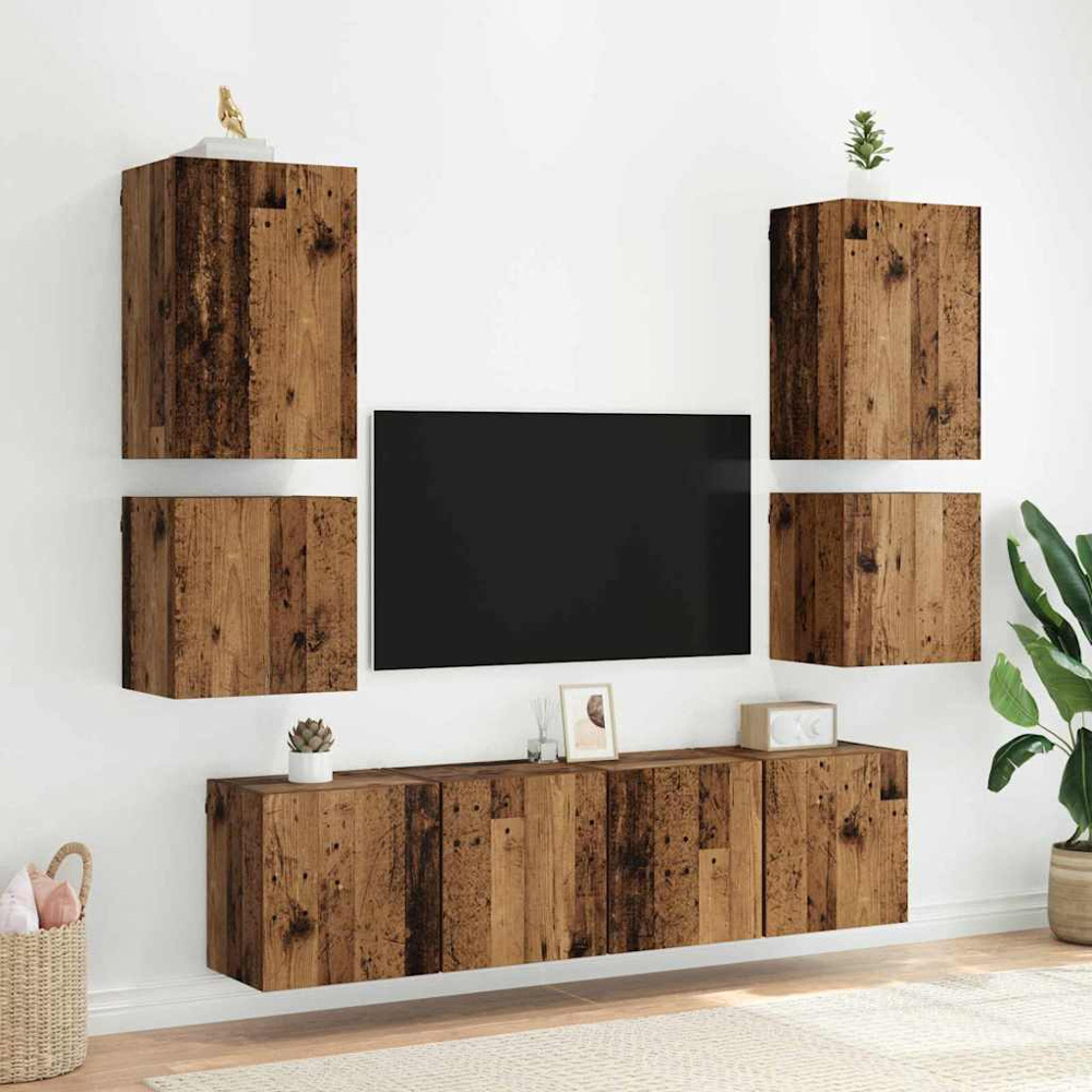 vidaXL Single Door Old Wood Wall Mounted Square TV Cabinet Image 4
