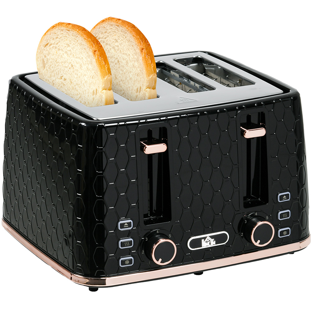 HOMCOM 800-208V70BK Black Honeycomb 4 Slot Toaster 1600W Image 3