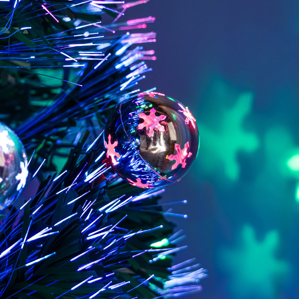 The Christmas Centre Multicolour LED Green Fibre Optic Artificial Xmas Tree with Baubles 6ft Image 7
