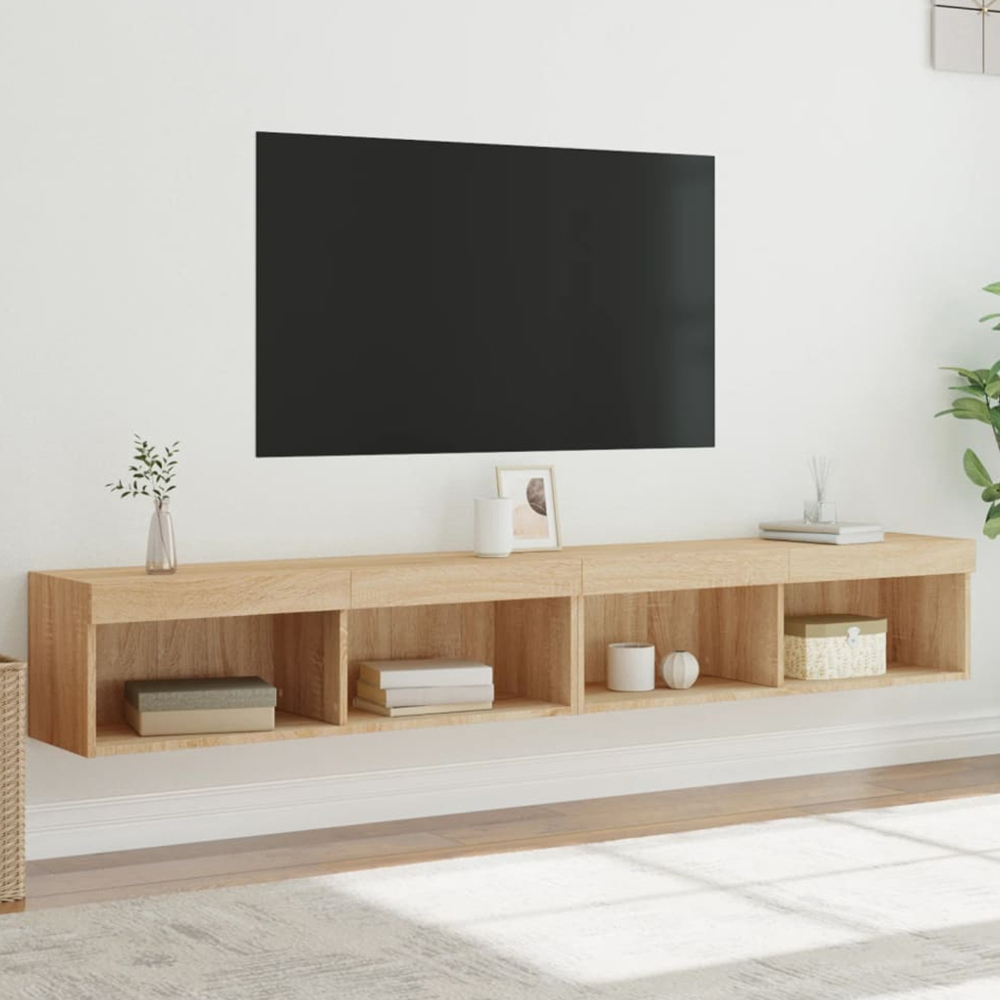 vidaXL Sonoma Oak Wall Mounted TV Cabinet Set of 2 Image 1