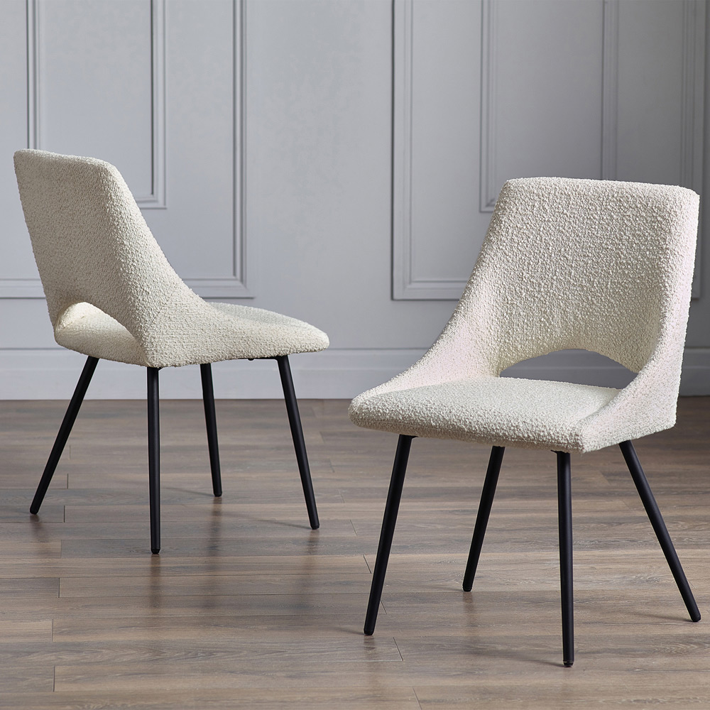Julian Bowen Ivory Iris Boucle Dining Chairs Set of 2 Image 1