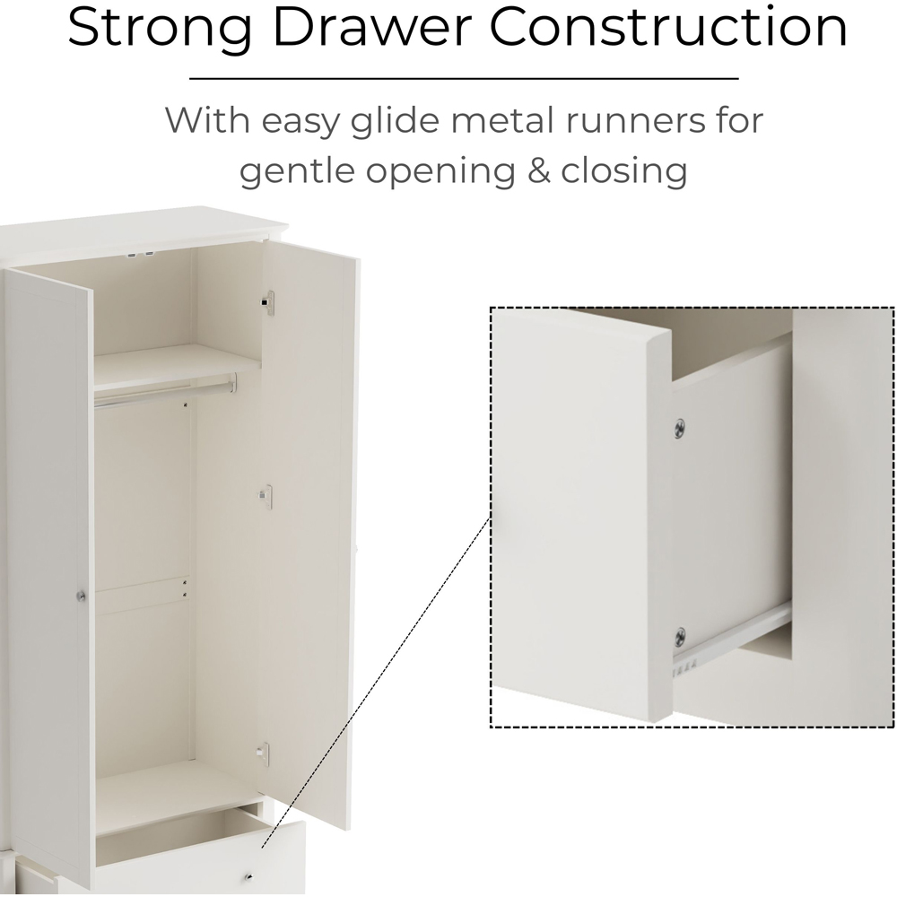 Core Products Nairn 2 Door Single Drawer White Wardrobe Image 5
