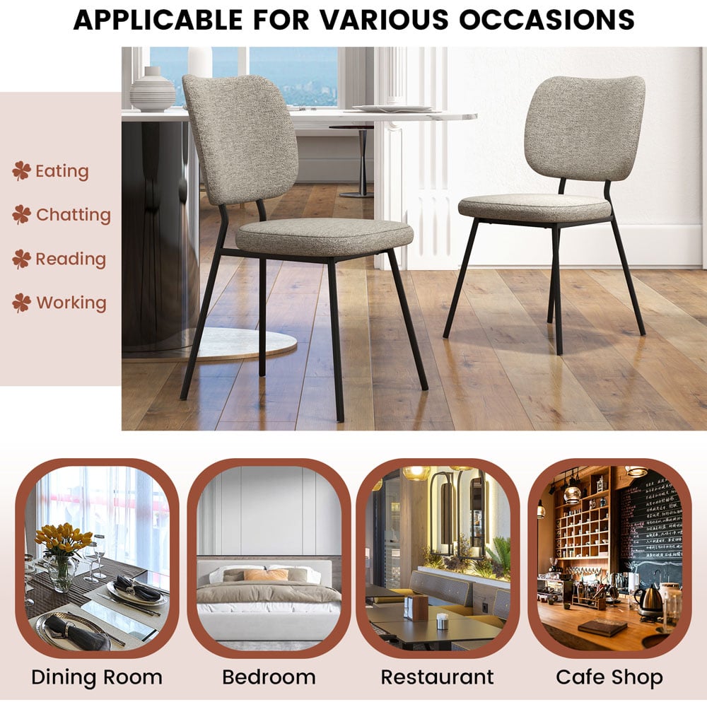 Costway Set of 2 Grey Linen Fabric Dining Chairs Image 4